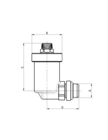 Повітровідвідник Roho R1303-050N - 1/2 дюйма, автоматичний, кутовий