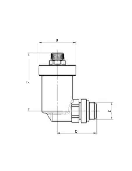 Повітровідвідник Roho R1303-050N - 1/2 дюйма, автоматичний, кутовий