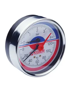 Термоманометр Koer KM.812A 0-4 Вar, 1/4 - 1/2 дюйма, заднее подключение