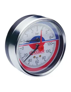 Термоманометр Koer KM.812A 0-6 Вar, 1/4 - 1/2 дюйма, заднее подключение