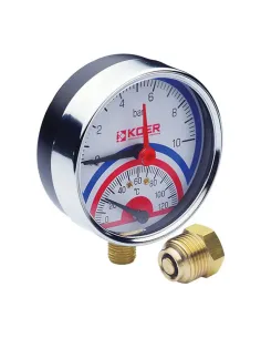 Термоманометр Koer KM.821R 0-10 Вar, 1/4 - 1/2 дюйма, нижнее подключение