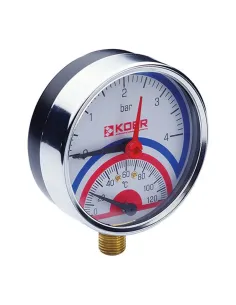 Термоманометр Koer KM.821R 0-4 Вar, 1/4 - 1/2 дюйма, нижнее подключение