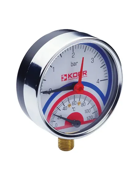 Термоманометр Koer KM.821R 0-4 Вar, 1/4 - 1/2 дюйми, нижнє підключення