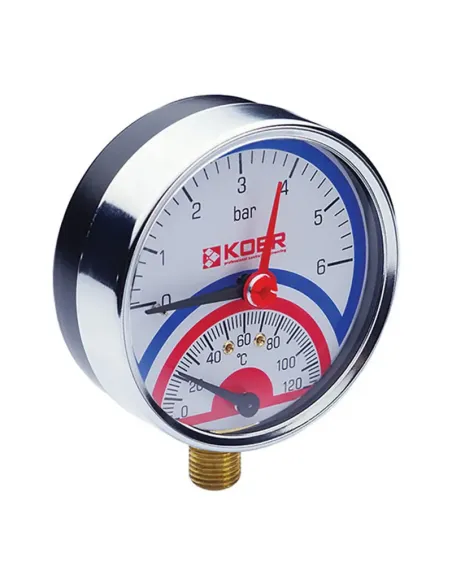 Термоманометр Koer KM.821R 0-6 Вar, 1/4 - 1/2 дюйма, нижнее подключение