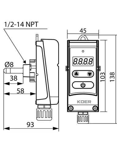 Терморегулятор електричний Koer KR.1353E, занурювальний