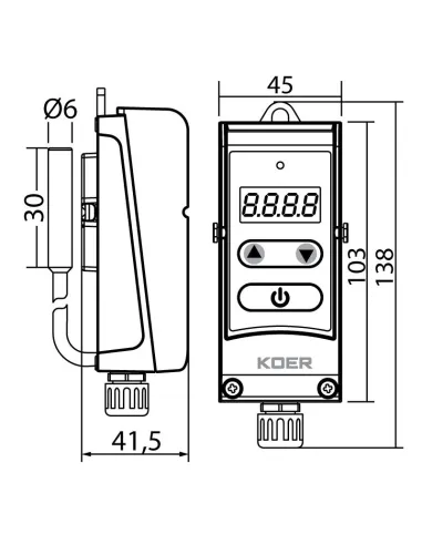 Терморегулятор электрический Koer KR.1355E, накладной, с выносной гильзой