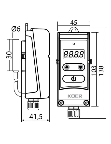 Терморегулятор электрический Koer KR.1355E, накладной, с выносной гильзой