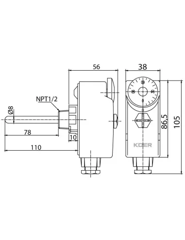 Терморегулятор механічний Koer KR.1350, занурювальний