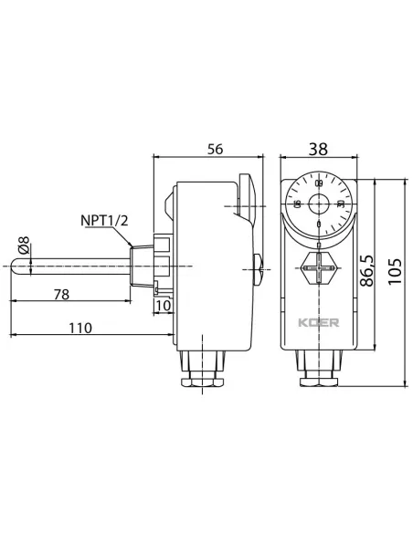 Терморегулятор механический Koer KR.1350, погружной
