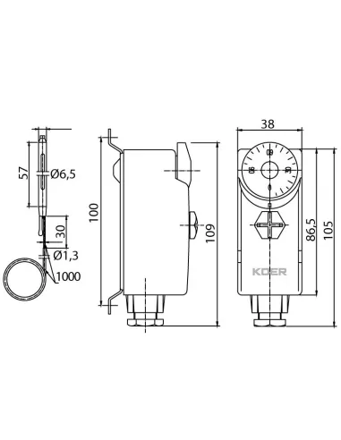 Терморегулятор механический Koer KR.1352, накладной, с выносной гильзой