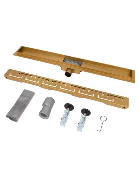 Душовий лінійний трап ITAL IT02-FT18/700 Brushed Gold, комбінований затвор