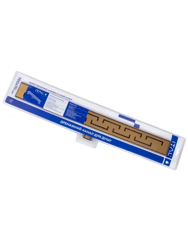Душовий лінійний трап ITAL IT02-FT18/800 Brushed Gold, комбінований затвор