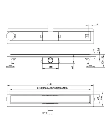 Душевой линейный трап ITAL IT02-FT29/700 комбинированный затвор, под плитку