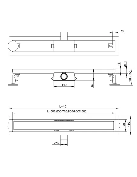 Душевой линейный трап ITAL IT02-FT29/700 комбинированный затвор, под плитку