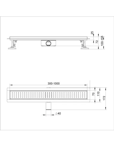 Душовий лінійний трап ITAL IT03-FT11/600 Brushed nickel, комбінований затвор