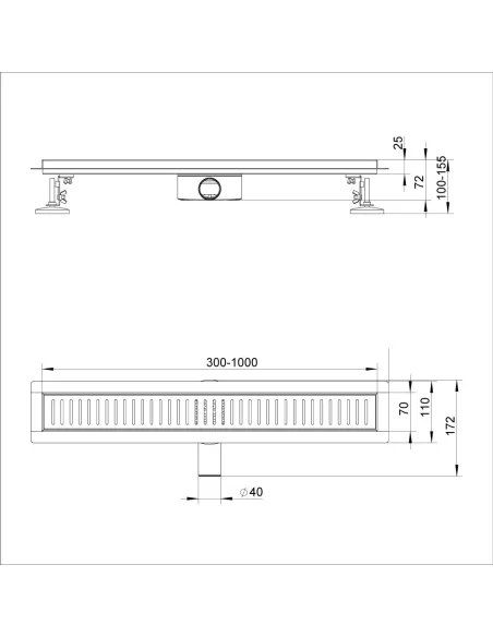 Душовий лінійний трап ITAL IT03-FT19/800 Brushed nickel, комбінований затвор