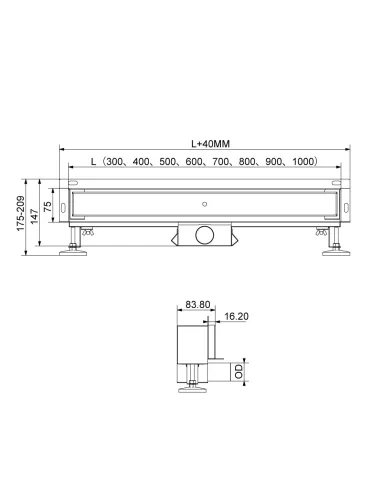 Душевой линейный трап ITAL IT05-FT29/500 настенный, под плитку
