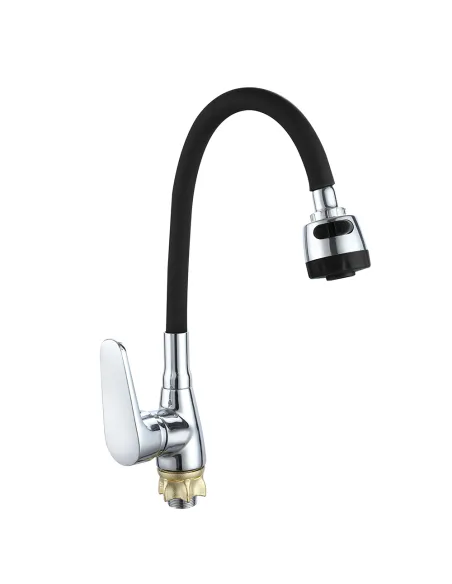 Смеситель для кухни с гибким изливом Wezer VRL415B-07 черный Смеситель для кухни с гибким изливом Wezer VRL415B-07 черный