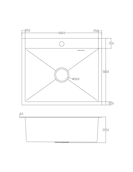 Мийка для кухні прямокутна ITAL ID 6050-G з нержавіючої сталі Мийка для кухні прямокутна ITAL ID 6050-G з нержавіючої сталі