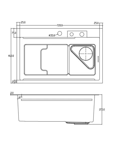 Мойка для кухни прямоугольная ITAL ID 7246-BC из нержавеющей стали Мойка для кухни прямоугольная ITAL ID 7246-BC из нержавеющей стали