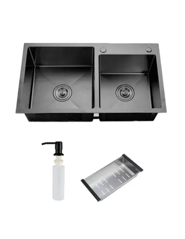 Мийка для кухні прямокутна ITAL ID 7541-B з нержавіючої сталі, з двома чашами