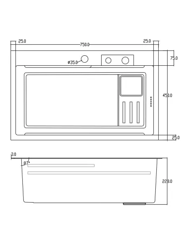 Мийка для кухні прямокутна ITAL ID 7545-BC з нержавіючої сталі