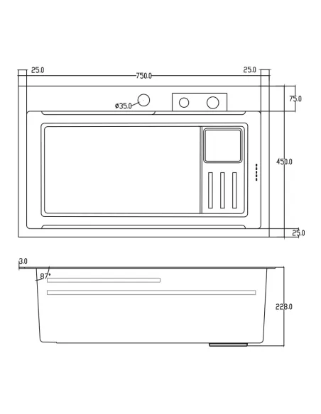 Мойка для кухни прямоугольная ITAL ID 7545-BC из нержавеющей стали Мойка для кухни прямоугольная ITAL ID 7545-BC из нержавеющей стали