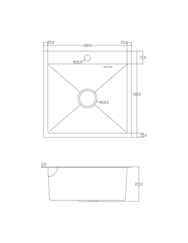 Мойка кухонная квадратная ITAL ID 5050-G 3.0/0.8 мм с дозатором
