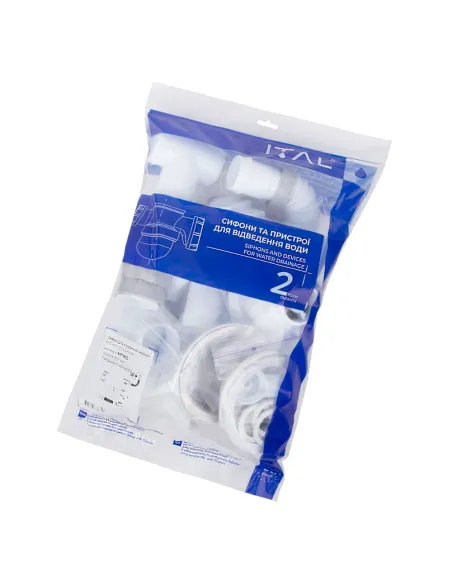 Сифон для кухонної мийки ITAL K1116D, 1 1/2 дюйма, для подвійних мийок Сифон для кухонної мийки ITAL K1116D, 1 1/2 дюйма, для подвійних мийок