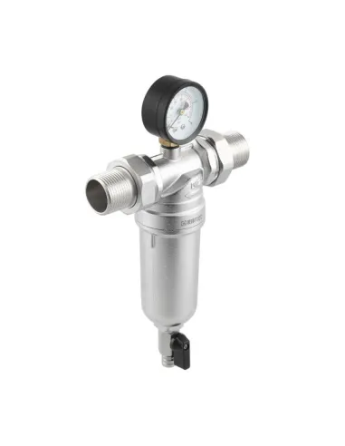 Самопромывной фильтр Raftec 98622 1 дюйм с манометром, для горячей воды