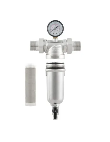Самопромывной фильтр Raftec 98622 1 дюйм с манометром, для горячей воды