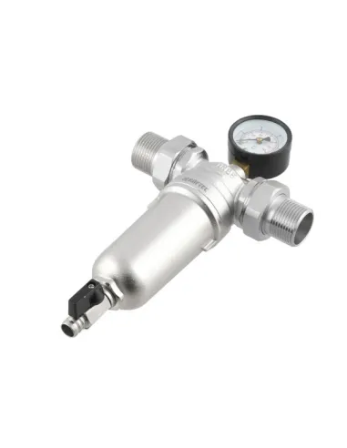 Самопромывной фильтр Raftec 98622 1 дюйм с манометром, для горячей воды