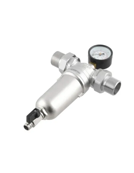 Самопромивний фільтр Raftec 98623 1 дюйм з манометром для холодної води Самопромивний фільтр Raftec 98623 1 дюйм з манометром для холодної води