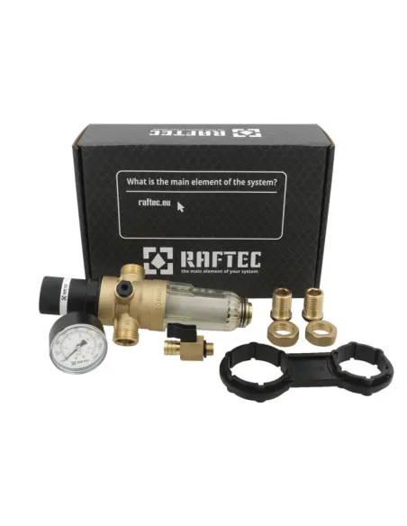 Самопромывной фильтр Raftec RCFR03-H 1 дюйм с редуктором и манометром, для горячей воды Самопромывной фильтр Raftec RCFR03-H 1 дюйм с редуктором и манометром, для горячей воды