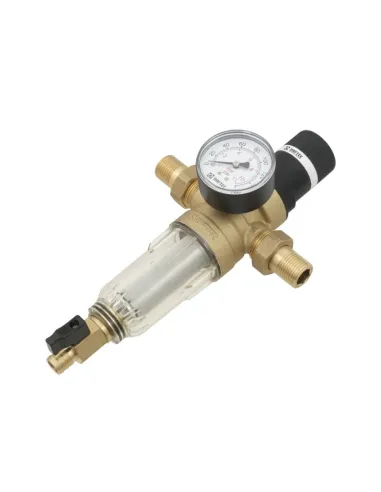 Самопромывной фильтр Raftec RCFR03-H 1 дюйм с редуктором и манометром, для горячей воды