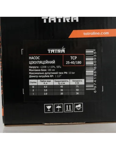 Циркуляционный насос Tatra-Linee TCP 25-40/180, без кабеля