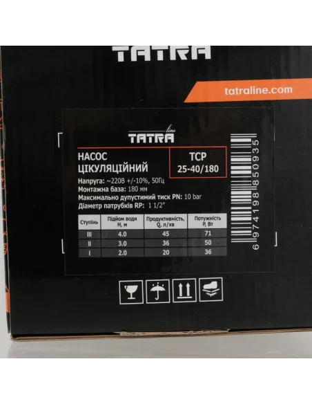 Циркуляційний насос Tatra-Linee TCP 25-40/180, без кабелю Циркуляційний насос Tatra-Linee TCP 25-40/180, без кабелю
