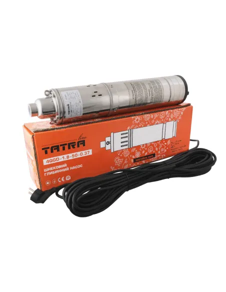 Шнековий насос для свердловини Tatra-Line 4QGD-2,4, 0.75 кВт, кабель 20 метрів Шнековий насос для свердловини Tatra-Line 4QGD-2,4, 0.75 кВт, кабель 20 метрів