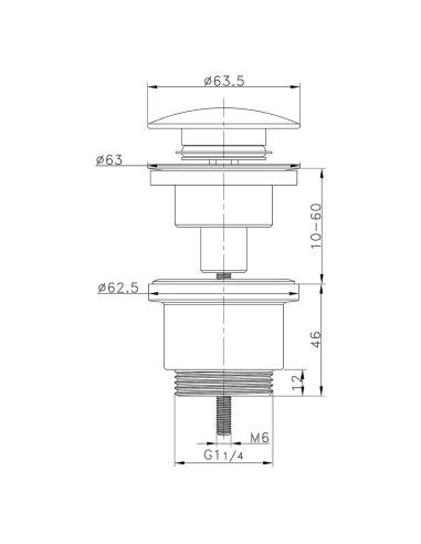 Донний клапан для раковини ITAL HF1083, 1 1/4 дюйма