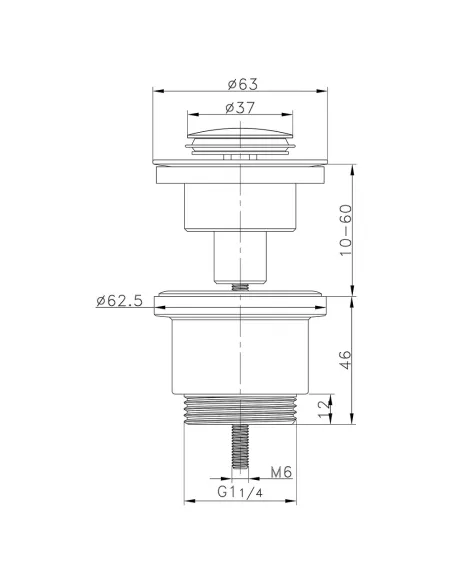 Донний клапан для раковини ITAL HF1082, 1 1/4 дюйма