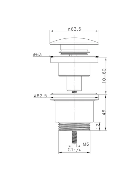 Донний клапан для раковини ITAL HF1083-BPM, 1 1/4 дюйма