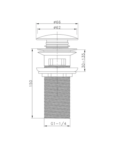 Донний клапан для раковини ITAL HF1003-Y150, 1 1/4 дюйма