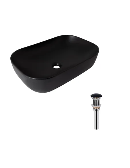 Накладная раковина Q-Тap Robin QT132143PMBMBN47296 Matt Black, 600x390x150 мм