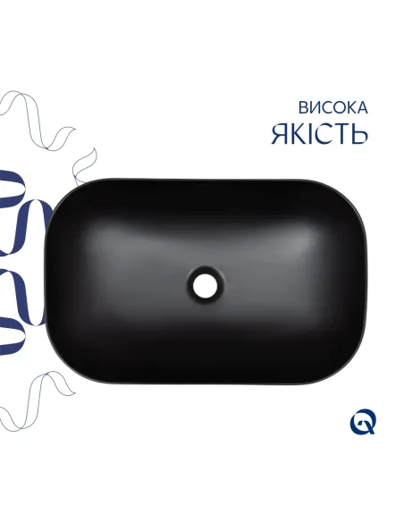 Накладная раковина Q-Тap Robin QT132143PMBMBN47296 Matt Black, 600x390x150 мм