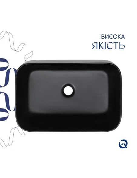 Накладна раковина Q-Тap Scorpio QT14112243MBN47298 Matt Black, 550х390х120 мм