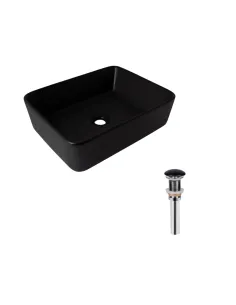 Накладная раковина Q-Тap Tern QT172074MBMBN47300 Matt Black, 480х370х135 мм