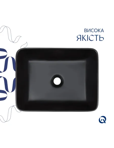 Накладна раковина Q-Tap Tern QT172074MBMBN47300 Matt Black, 480х370х135 мм