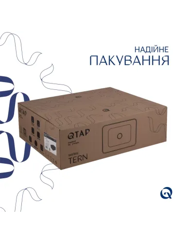 Накладная раковина Q-Тap Tern QT172074MBMBN47300 Matt Black, 480х370х135 мм