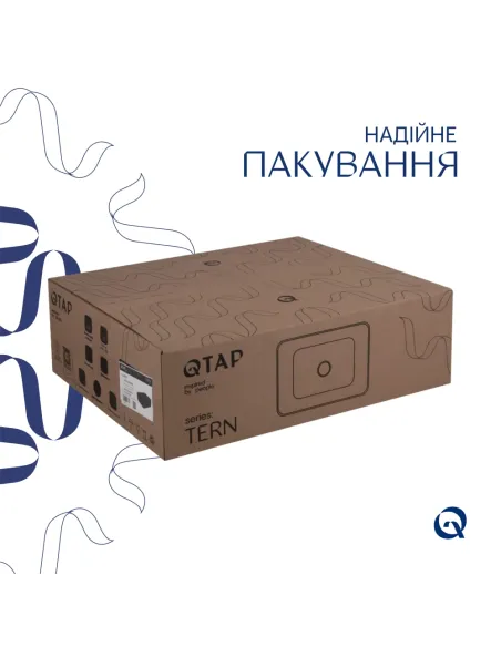 Накладная раковина Q-Тap Tern QT172074MBMBN47300 Matt Black, 480х370х135 мм