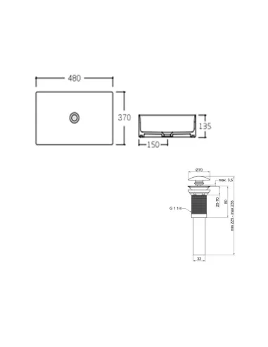 Накладная раковина Q-Тap Tern QT17112074WN47301 White, 480х370х135 мм